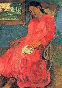 Paul Gauguin Frau im rotem Kleid oil painting artist